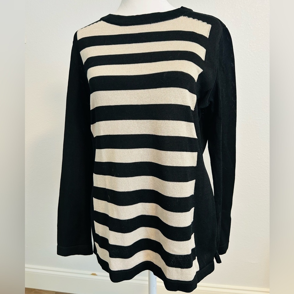 Les Copains Italian Knit Striped Long Sleeve Top - Picture 4 of 7